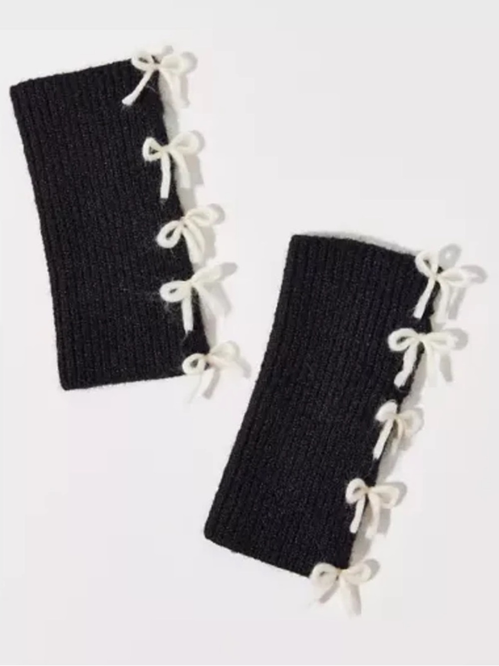 NWOT Urban Outfitters Black Fingerless Handwarmers with Cream Bows